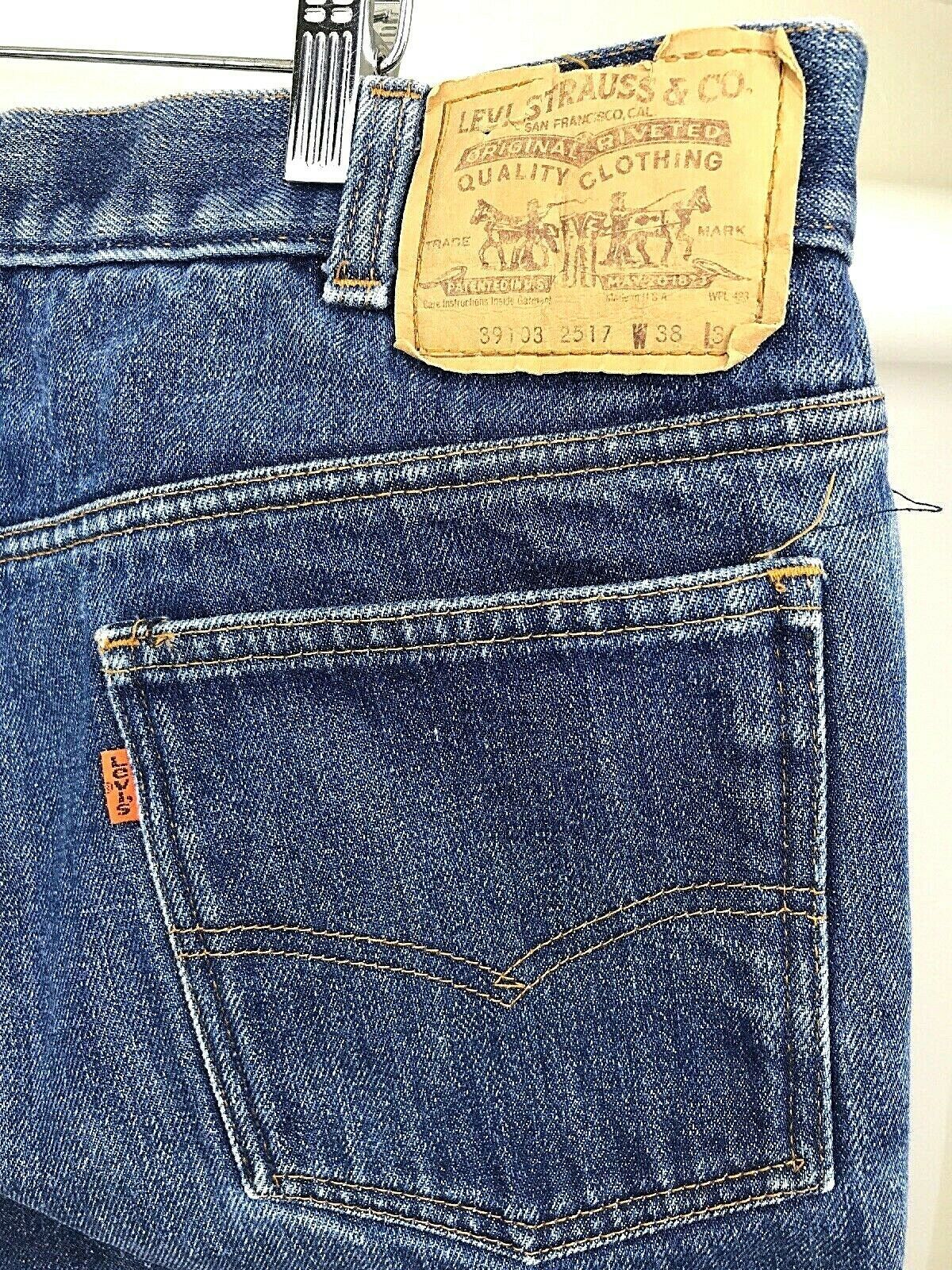 80s Levi’s Fleece Lined Jeans 39103 2517 Size 36x28 USA Talon Orange ...