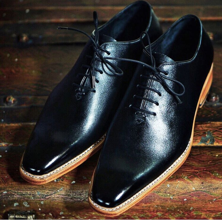 Formal Dress Premium Black Color TanSole Genuine Leather Men LaceUp Oxford Shoes