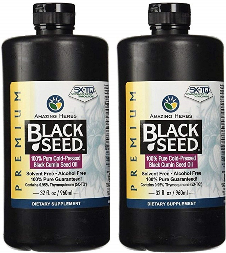 Amazing Herbs Black Seed Cold-Pressed Oil - 32oz (Pack of 2)