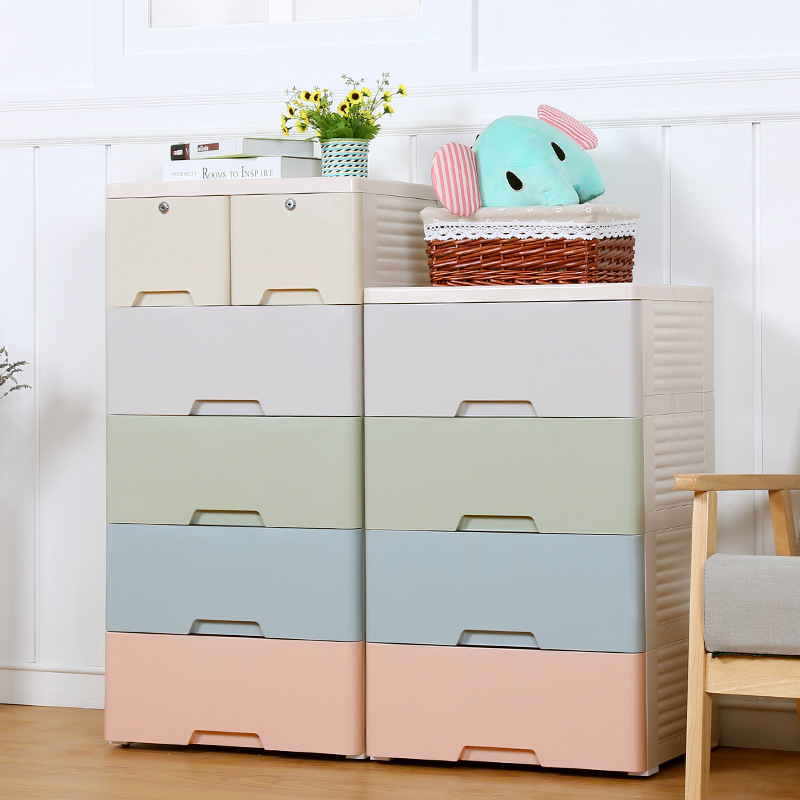 Style: A, Color: Blue, Size: 3 - 50cm wide Macarons color drawer cabinets wardro