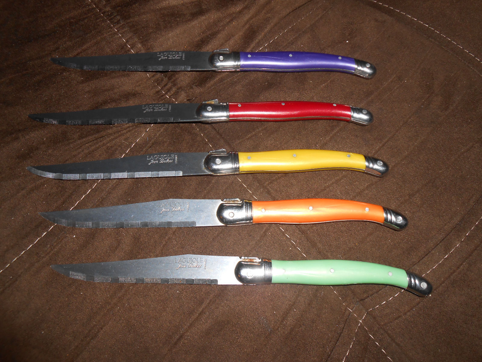 Set of 5 Laguiole Jean Dubost Multi-Colored Steak Knives ...