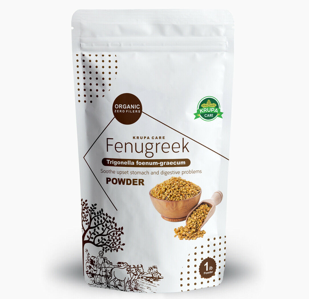 Krupacare Organic Fenugreek Seeds Powder (Methi,Trigonella), Pack of 4,8,16 Oz