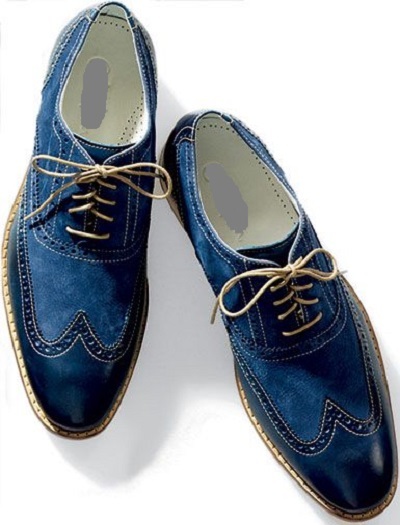 Handmade Mens Blue color Shoes, Men wingtip brogue formal shoes, Men ...