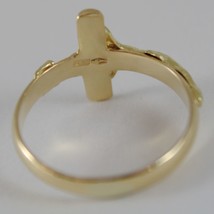 SOLID 18K YELLOW GOLD BAND RING WITH JESUS CROSS LUMINOUS SMOOTH, MADE IN ITALY image 2