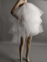 White High Low Tulle Dress Boho Wedding Midi Puffy Multi Layered Tulle Skirts