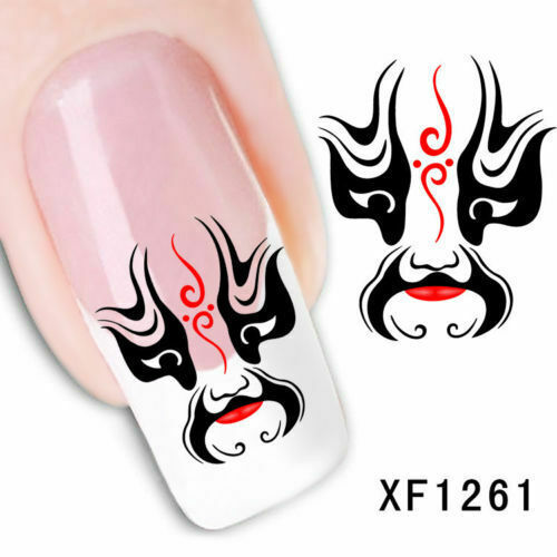 Nail Art Water Transfer Sticker Decal Stickers Pretty Black Red Masks XF1261
