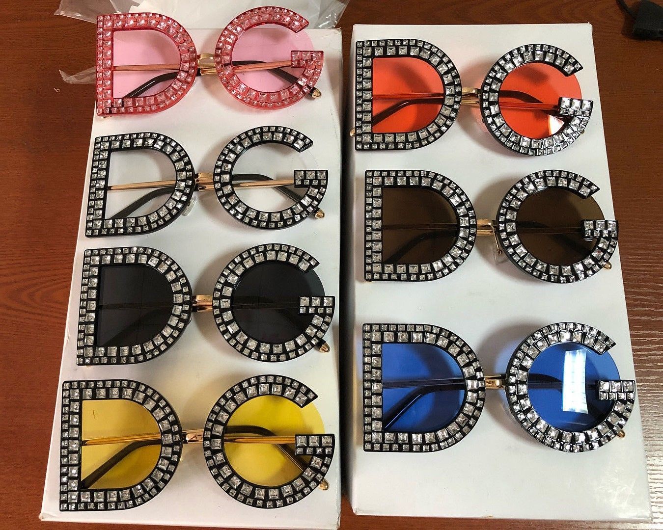 Dg Letter Designer Fashion Sunglasses Bling Eyewear Crystal Diamond