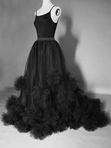 RED Bridal Tutu Skirt Gowns Wedding Maxi Tulle Skirt Red Full Length Train Skirt image 4