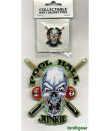 POOL HALL JUNKIE PIN AND PATCH   iron on &quot;FREE SHIP&quot; - $7.46