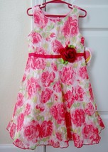 NWT $48 YOUNGLAND Girls Sleeveless Pink Floral Rose Dress w/ Crinoline Sz 6 - $19.78