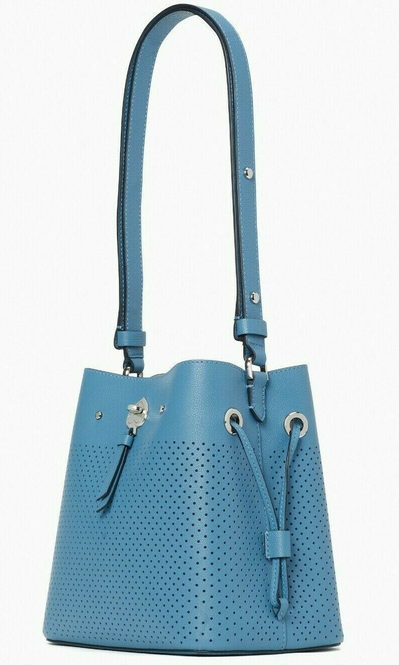 Kate Spade Marti Blue Leather Small Bucket Shoulder Bag WKR00549 NWT $359 FS