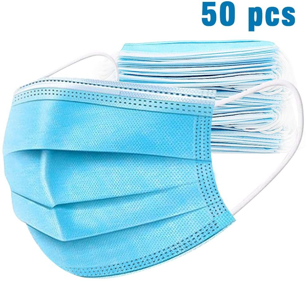 50 Protective Face Masks Disposable 3-Ply Mask- California Seller Fast Shipping!