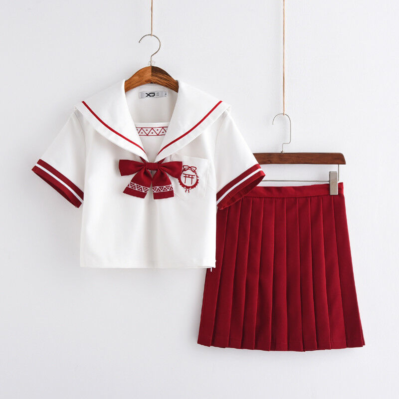 Japanese Sailor School Uniform JK Women Girl Shrine Embroidery Costume ...