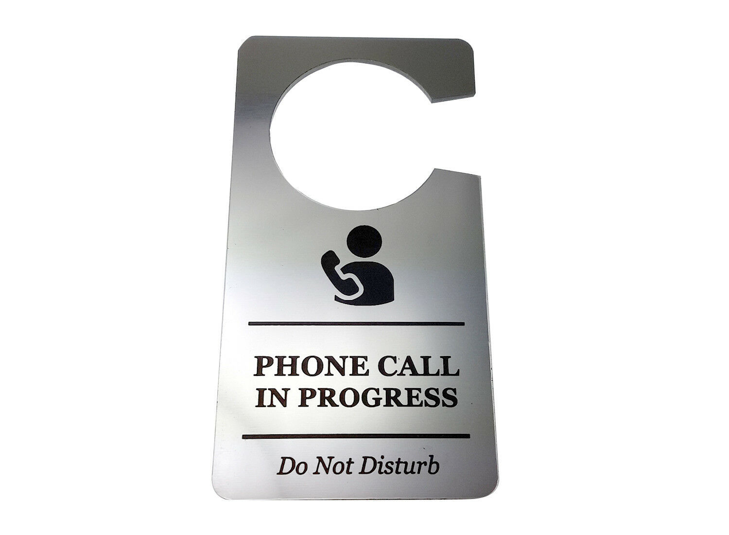 Silver Phone Call In Progress Do Not Disturb' Room Door Hanger Sign