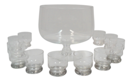 Vintage etched crystal footed punch bowl and cups set of 13 thumb200