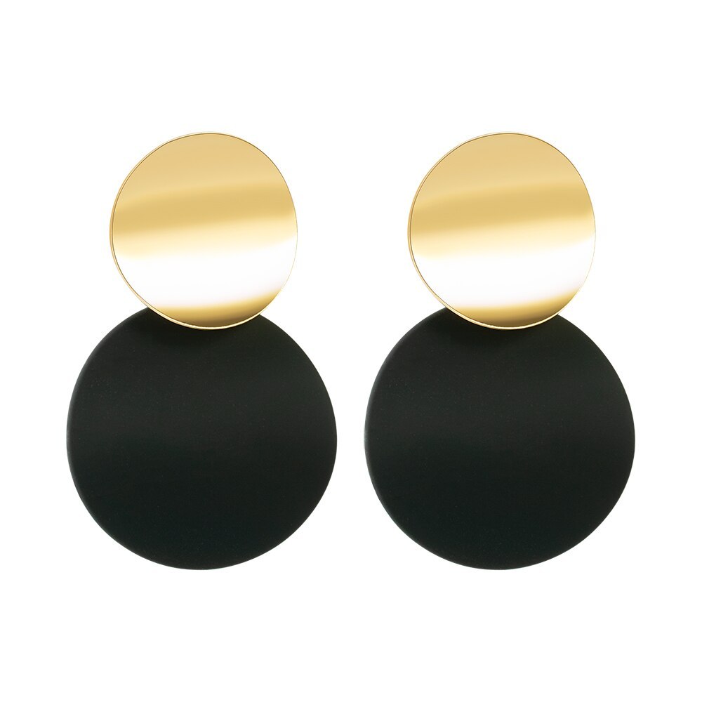 New Korean Black Acrylic Drop Statement Earrings For Women Geomatric Black Frost