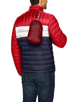 tommy hilfiger mens red puffer jacket
