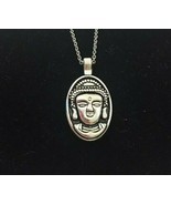 Buddha Theme Pendant Necklace Silver Tone New - $8.85