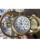 Maritime Brass Antique Desk Clock With Compass Home Decor Nautical Watch - $41.80