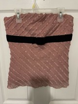 Arden B Women&#39;s Pink Ruffle Halter Top With Black Velvet Bow Size M NWT - $19.79