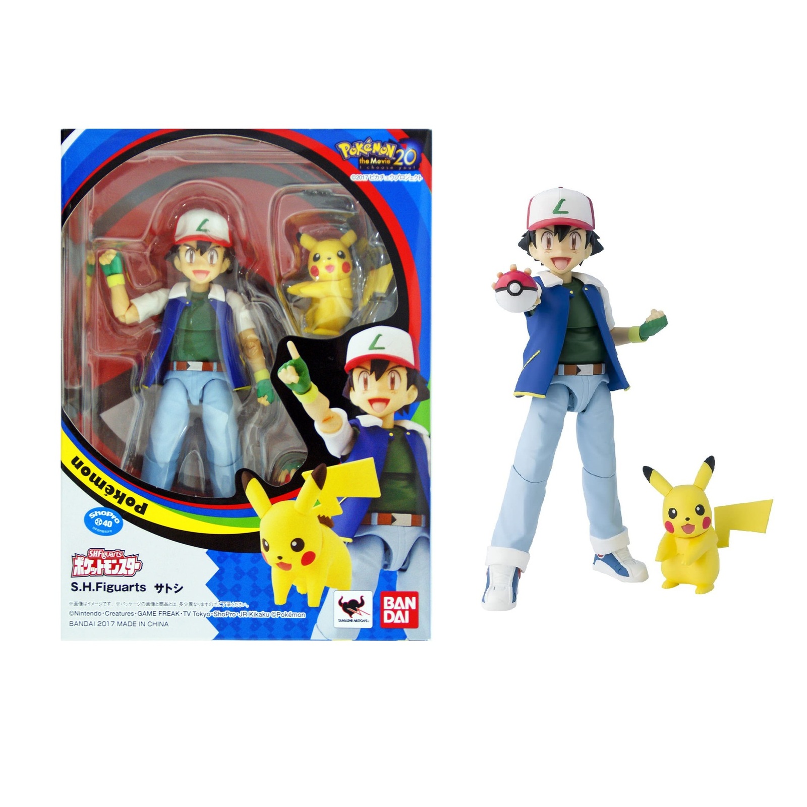 SH S.H Figuarts Ash Ketchum & Pikachu Figure Pokemon Bandai Japan NEW ...