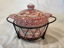 Temptations Old World red Round Covered Casserole 1 qt. with trivet and ... - $25.00