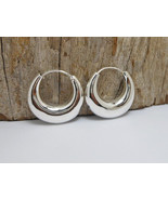 Minimalist Silver Hoop Earrings, 925 Sterling Silver, Handmade Earrings ... - $25.00
