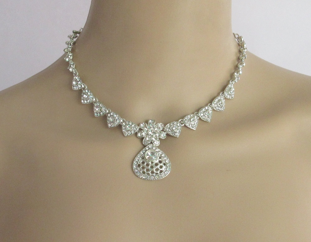 Bollywood Bridal Jewelry Set/Wedding Necklace Set/Crystal Necklace Set ...