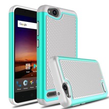 Green & Gray Hybrid Case for ZTE Tempo X N9137 - Rugged Hard Armor Cover USA image 1