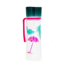 Starbucks Pink Palm Tree Umbrella Beach Tropical Acrylic Water Bottle Strap 18Oz - $26.32