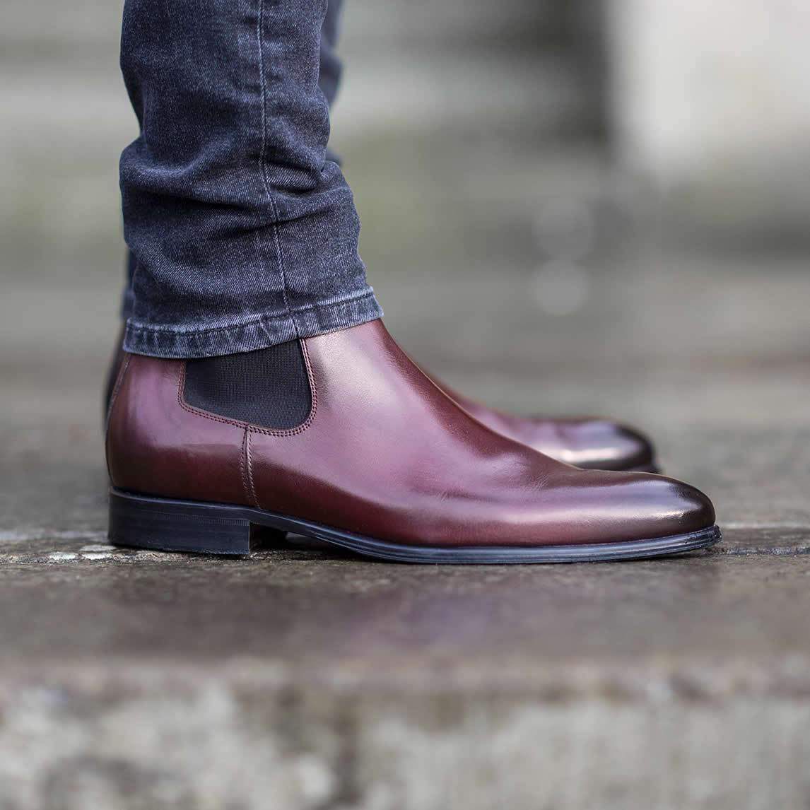 Handcrafted Classic Oxblood Color Leather Chelsea Boots All Sizes ...