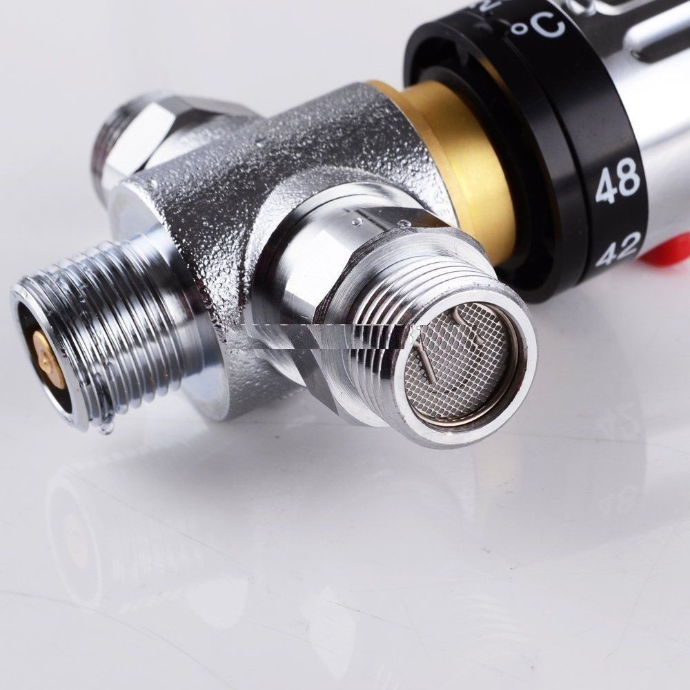 Solid Brass Three Way Thermostatic Mixer Valves Adjust Temperature