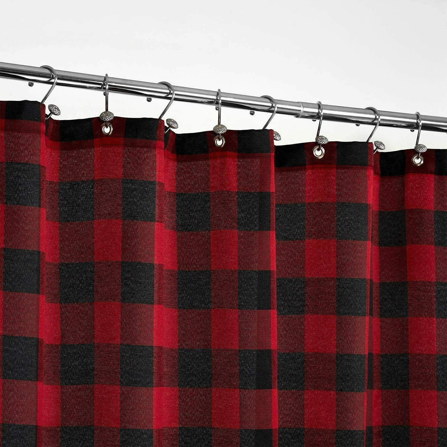 Red Black Buffalo Plaid Cotton Farmhouse Rustic Beautiful Fabric Shower