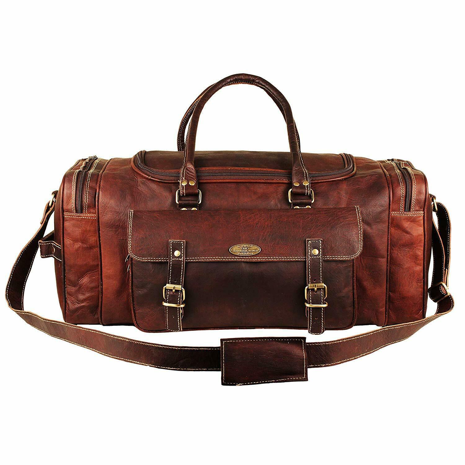 Leather Travel Bags For Men Vintage Leather Duffle Bag Women Carry On Travel Bag - Luggage