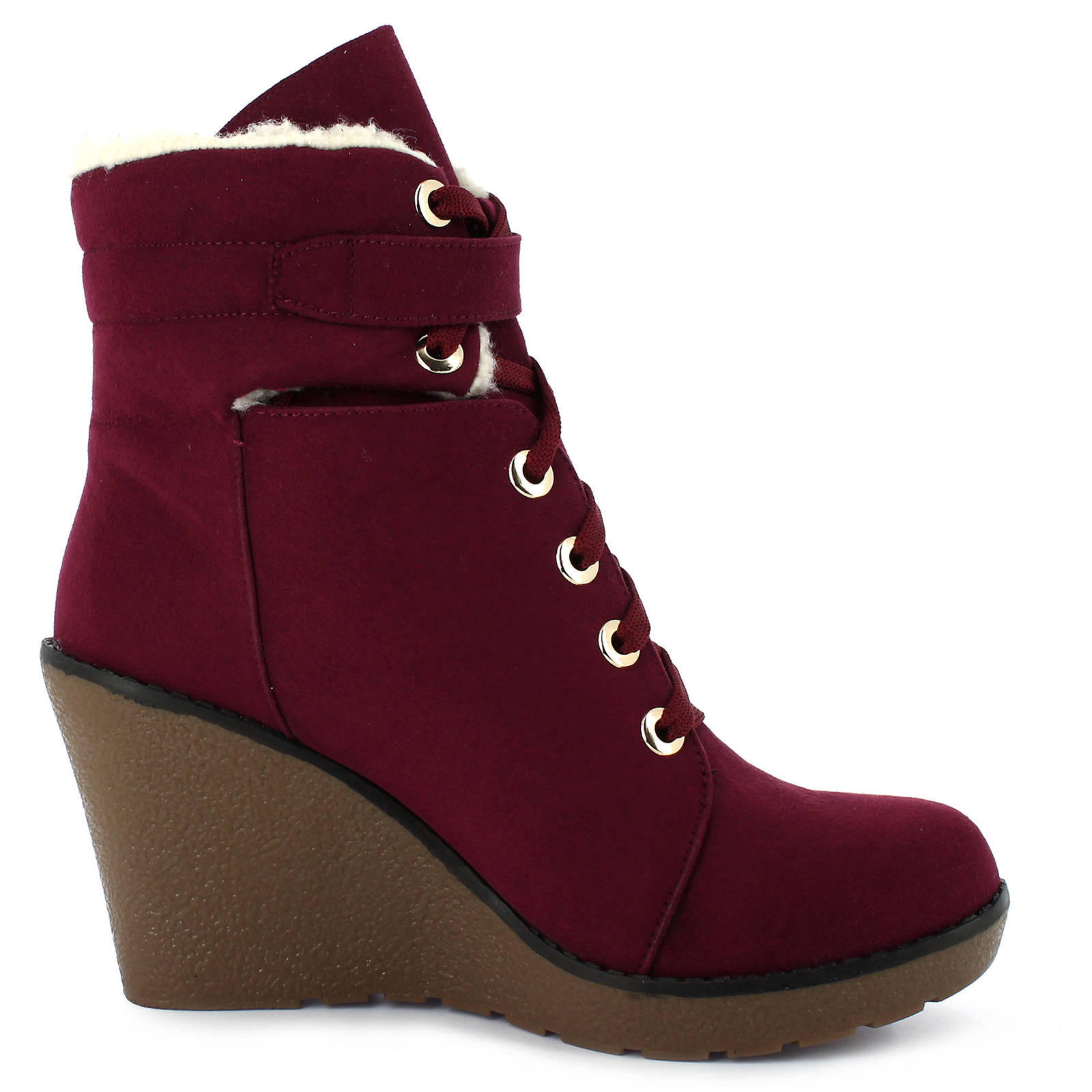 womens red wedge boots