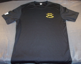 LARGE &quot;INFANTRY FT BENNING&quot; BLACK &amp; GOLD T-SHIRT CROSS RIFLES - $31.67