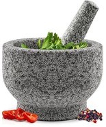 Heavy Duty Natural Granite Small Mortar and Pestle Set, Hand Carved - $38.30