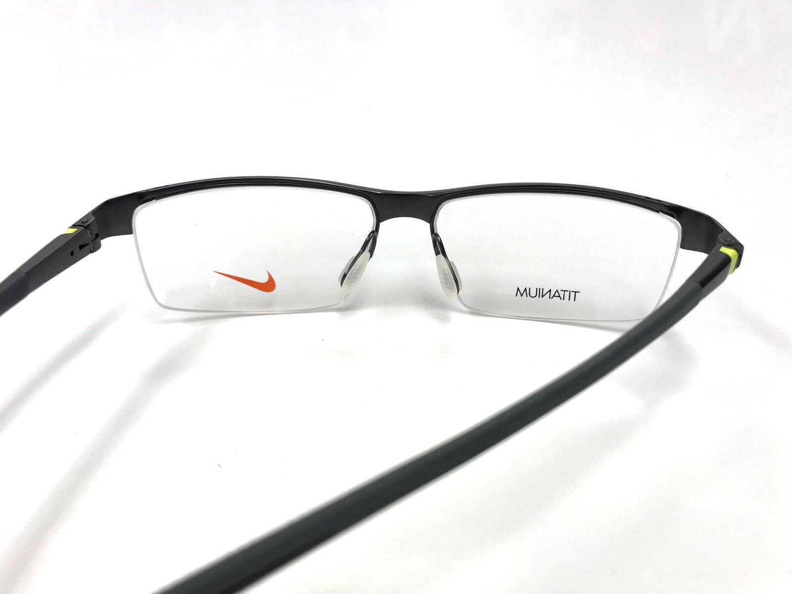 Nike 6050 Eyeglasses Titaniumn Frames Rimless Marchon Rectangular 55 14 145 045 Eyeglass Frames