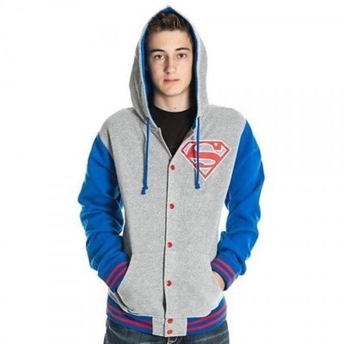 Image of Authentic Superman Letterman Jacket Dc Comics Superhero Hoodie Sweat Shirt S-Xxl