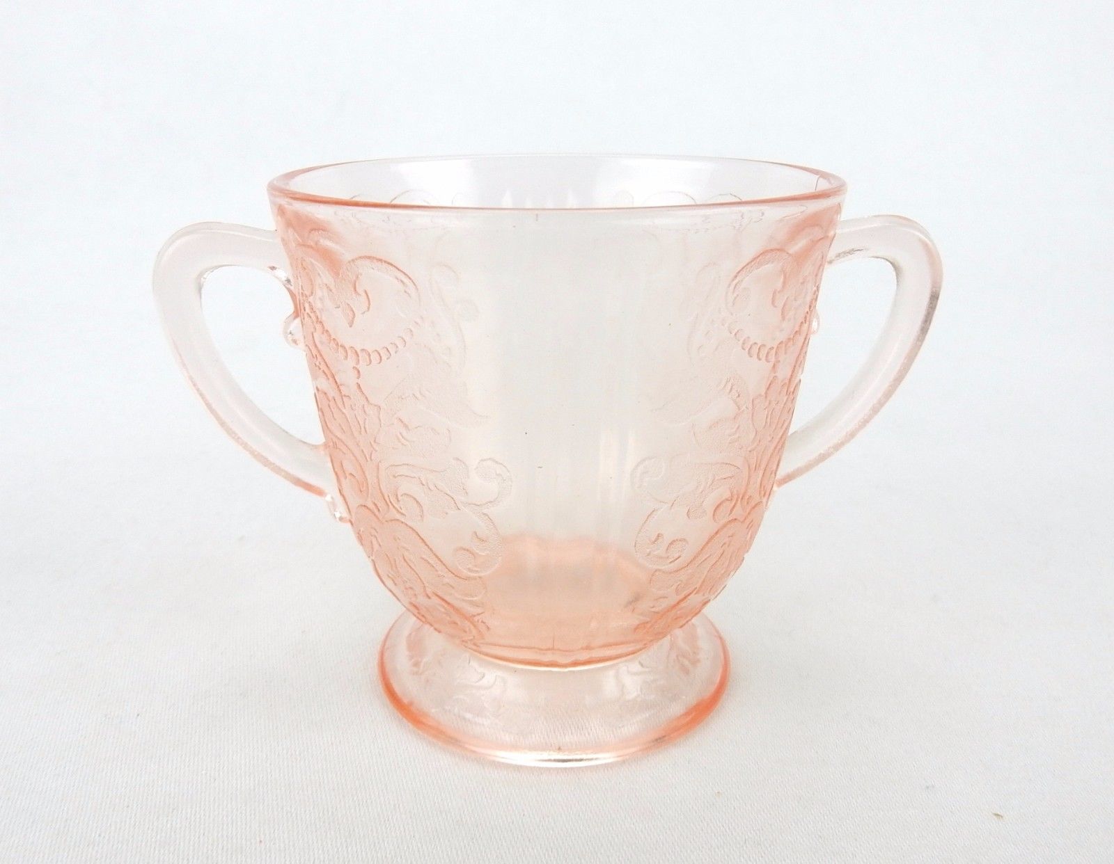 Pink Depression Glass Creamer & Sugar, American Sweetheart Pattern from