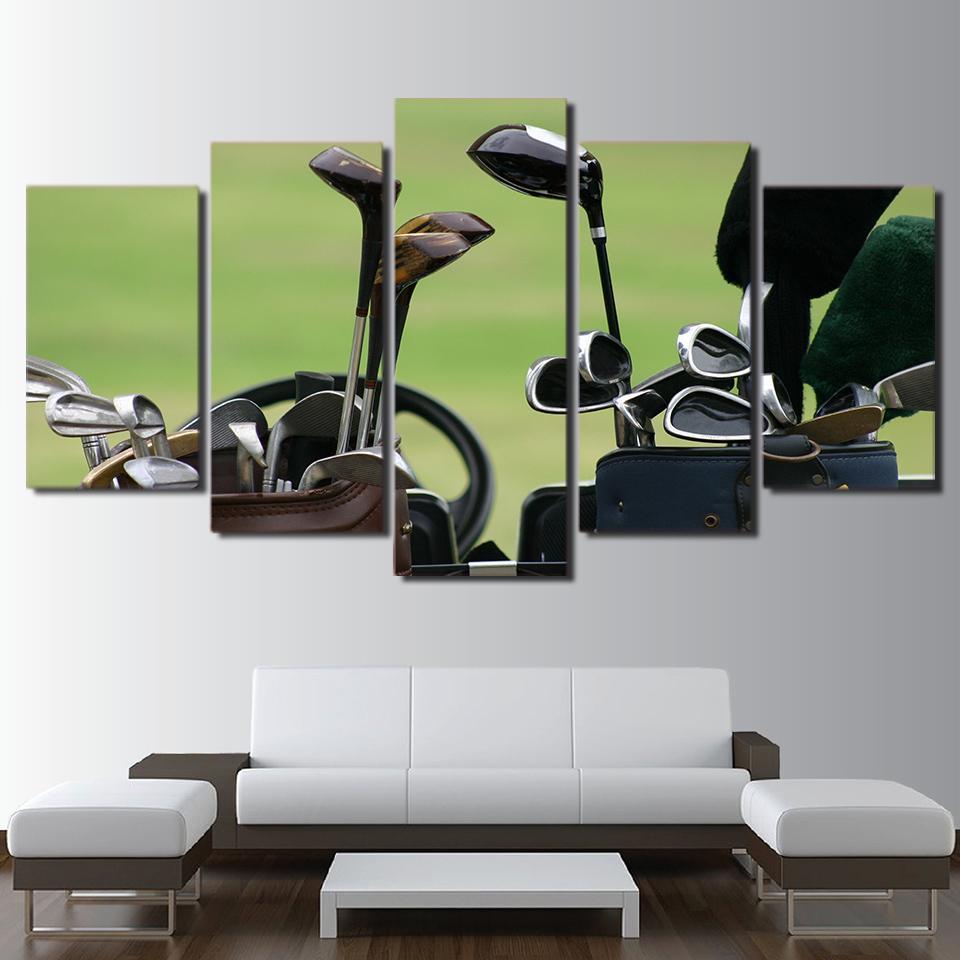 Framed 5 Panels Golf Clubs Poster Sport Canvas Paintings ...