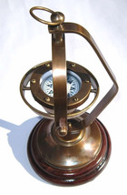 Vintage Brass Nautical Ship's Gimballed Compass Antique Reproduction Compass