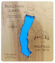 Sullivan Lake, Washington - laser cut wood map - $86.50+