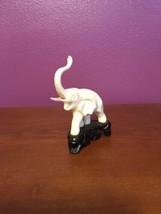 VTG Plastic Elephant Figurine With Trunk Raised On Base 4 3/4” Tall 3 1/... - $9.90