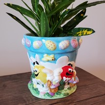 M&M Easter Planter, Ceramic Pot with M and M's on Easter Egg Hunt, 5" image 1
