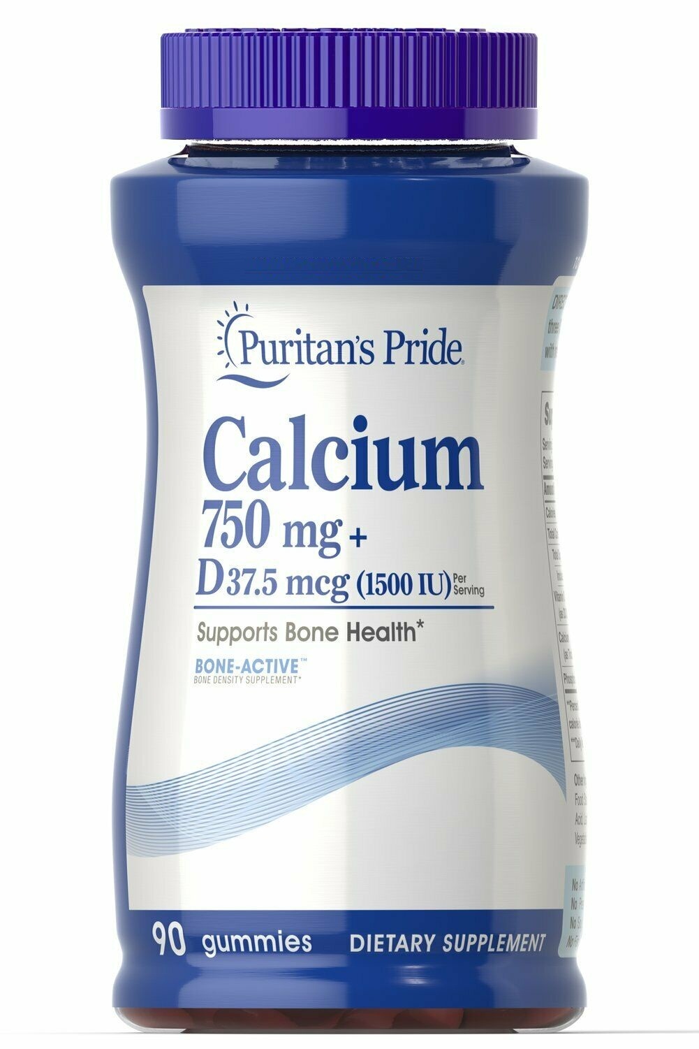 Puritan's Pride Calcium 600mg + Vitamin D 600 IU Gummies 90 Gummies