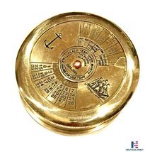NauticalMart Brass 100 Years Calendar Pocket Compass W/Robert Frost Poem image 1