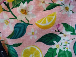 Cynthia Rowley Placemats, set of 4 round fabric place mats pink lemon floral NWT image 5