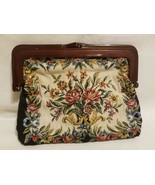 Vintage Clutch Purse / Handbag Hong Kong Made Tapestry Makeup Bag Lucite... - $19.79