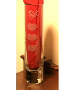 KROSNO POLAND HEAVY WEIGHT GLASS VASE CONTEMPORARY ETCHED HEARTS BE MY V... - $11.57